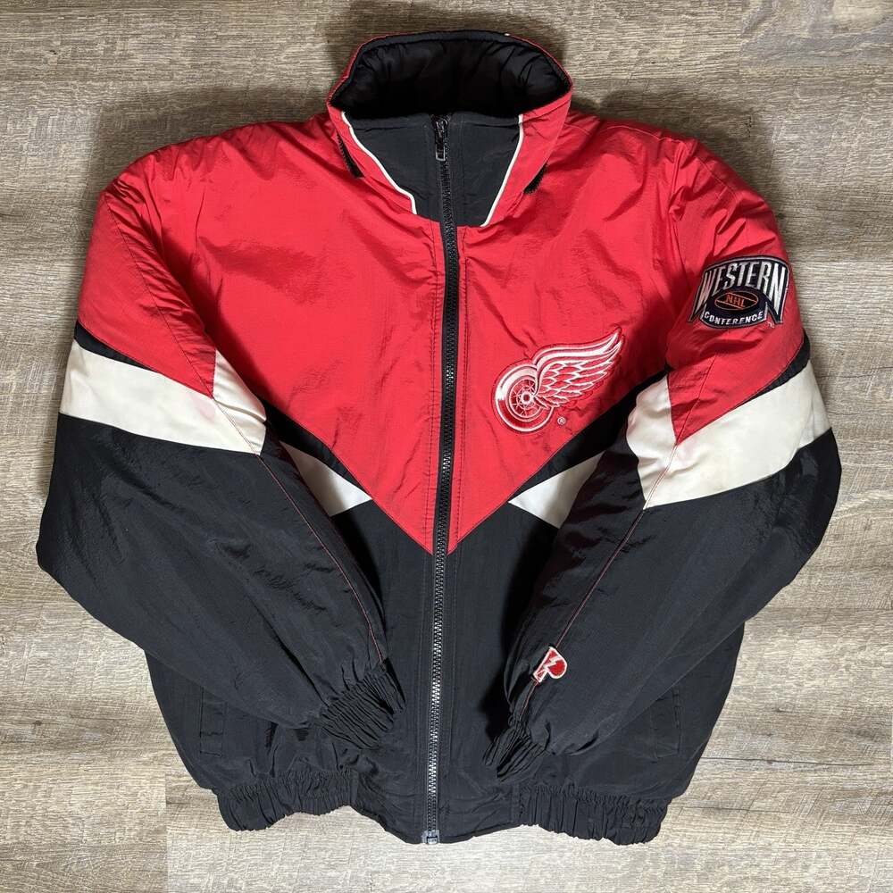 Y2K Detroit Red Wings Jacket Men’s L Pro Player Puffer NHL Hockey 90's *READ*